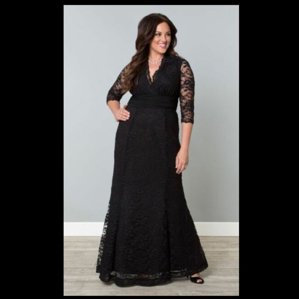 💜KIYONNA NEW 1X fits 14/16 BLACK LACE DRESS GOWN - Picture 7 of 16